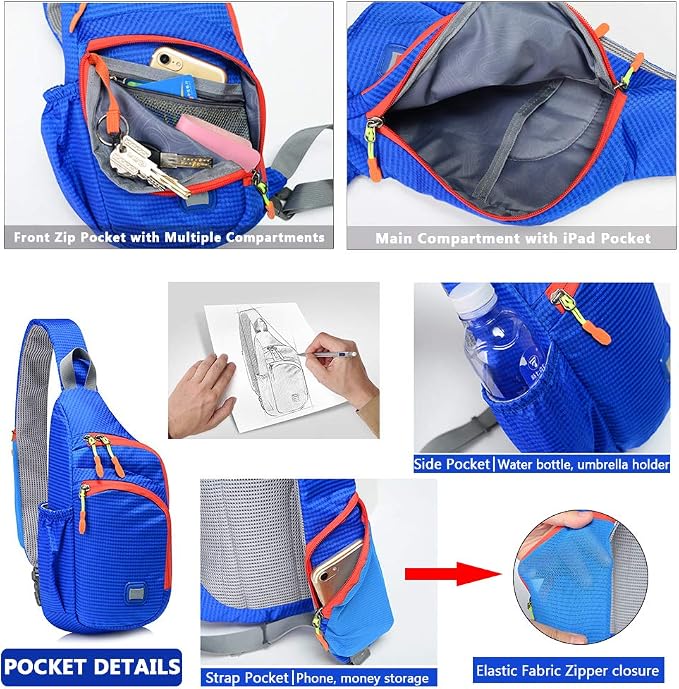 Peicees Small Sling Backpack Waterproof Unisex Shoulder Bag Chest Crossbody - Image 3