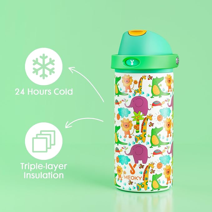 18 oz Kids Water Bottle for School: Meoky 18 oz Stainless Steel Insulated Water - Image 3