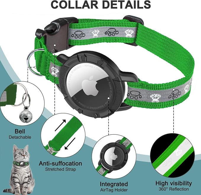 Reflective AirTag Cat Collar, Integrated Cat Tracker Collar - Image 5