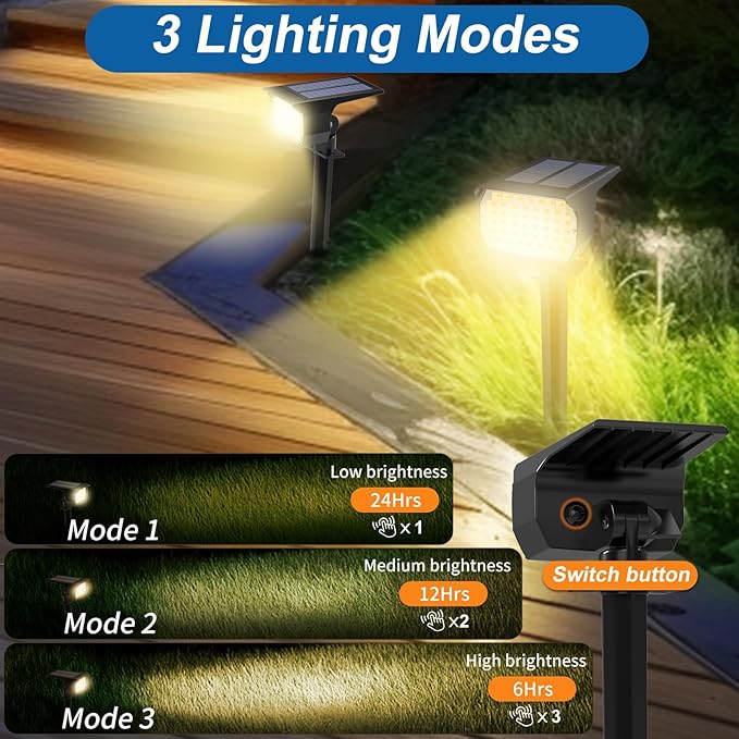 WENATY Solar Spot Lights Outdoor Waterproof IP65, 12 Pack Landscape Spotlights - Image 3