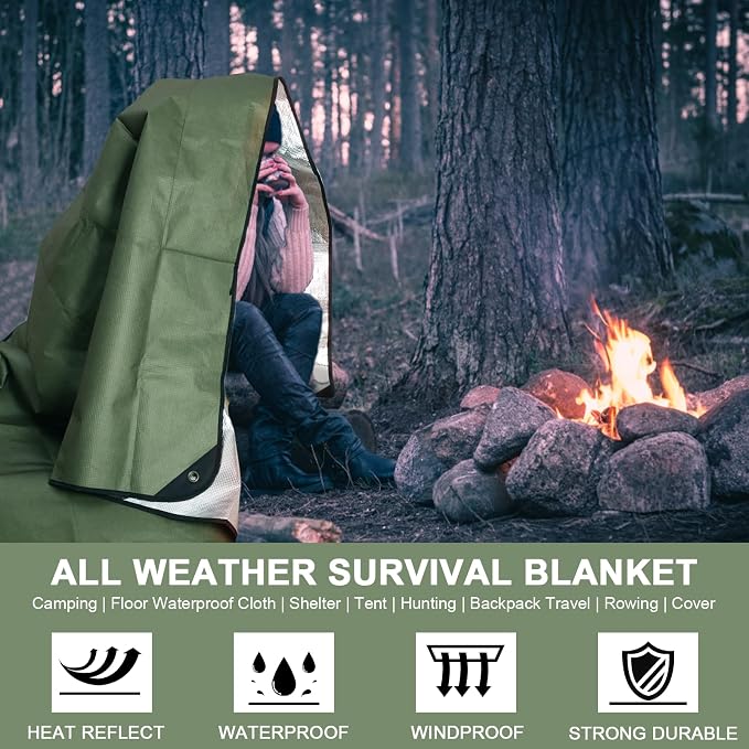 Heavy Duty Survival Blanket -Multifunctional Reflective Tarp Thermal Blanket - Image 4