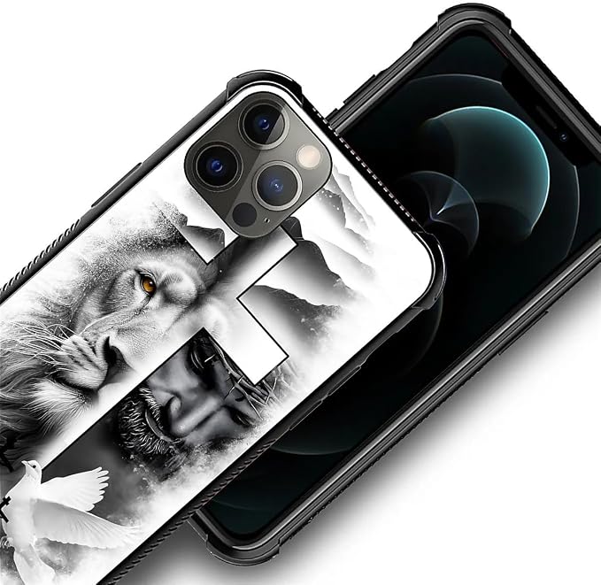 for iPhone 11 Pro Max Case, Lion Cross Jesus Christ Dove Pattern Graphic Design - Image 5