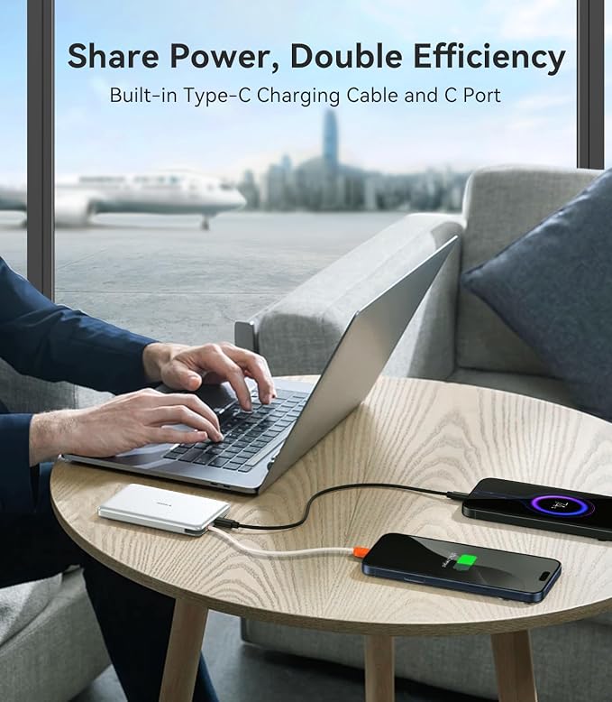 TORRAS Power Bank with Built-in USB-C Cable, Ultra-Slim 10, 000mAh Portable - Image 8