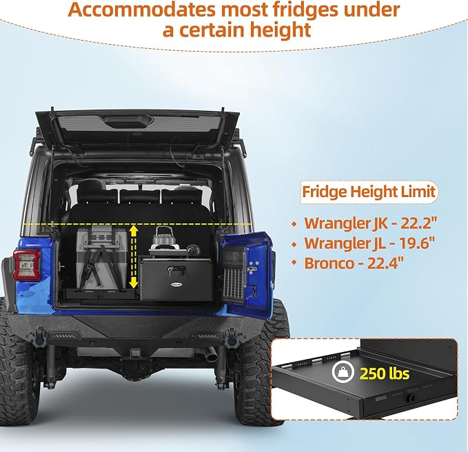 Hooke Road JK/JL/Bronco Trunk Sliding Drawer System & Fridge Slide Mount - Image 4