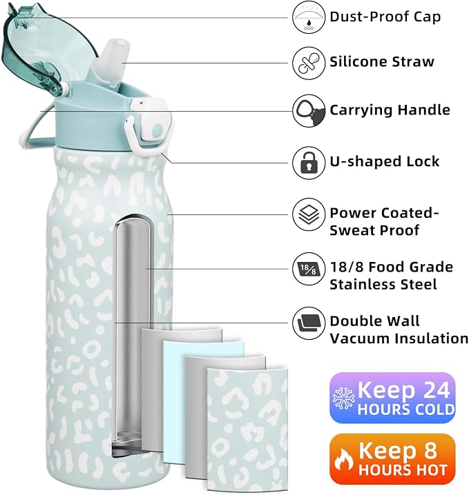 BJPKPK Water Bottle with Straw 25oz Insulated Water Bottles Reusable Stainless - Image 2