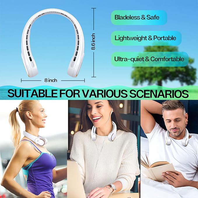 KIDEE Neck Fan, Neck Fans Portable Rechargeable, Upgrade 360° Air Outlet - Image 6