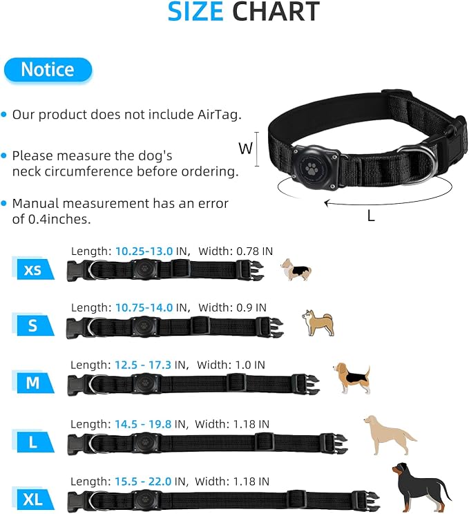 Upgraded AirTag Dog Collar, IP68 Waterproof Air Tag Dog Collar Holder, - Image 6