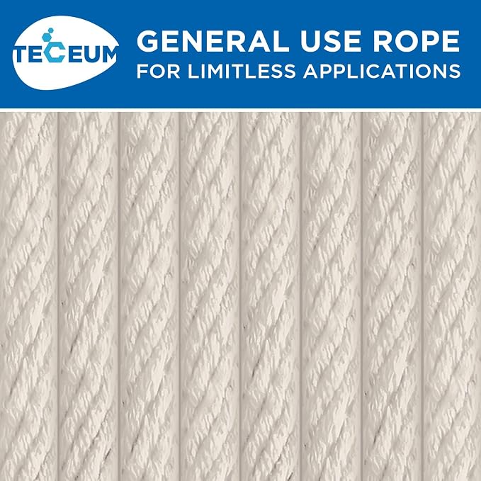 TECEUM Cotton Rope 3/16” – 300 FT – Strong All-Purpose Braided Rope – Natural - Image 9