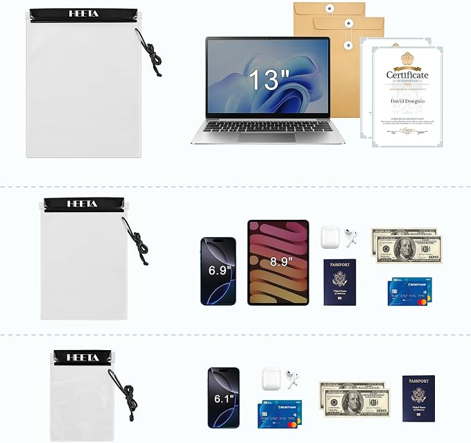 HEETA 5-Pack Clear Waterproof Dry Bag Pouch, Water Tight Cases Dry Bags - Image 9