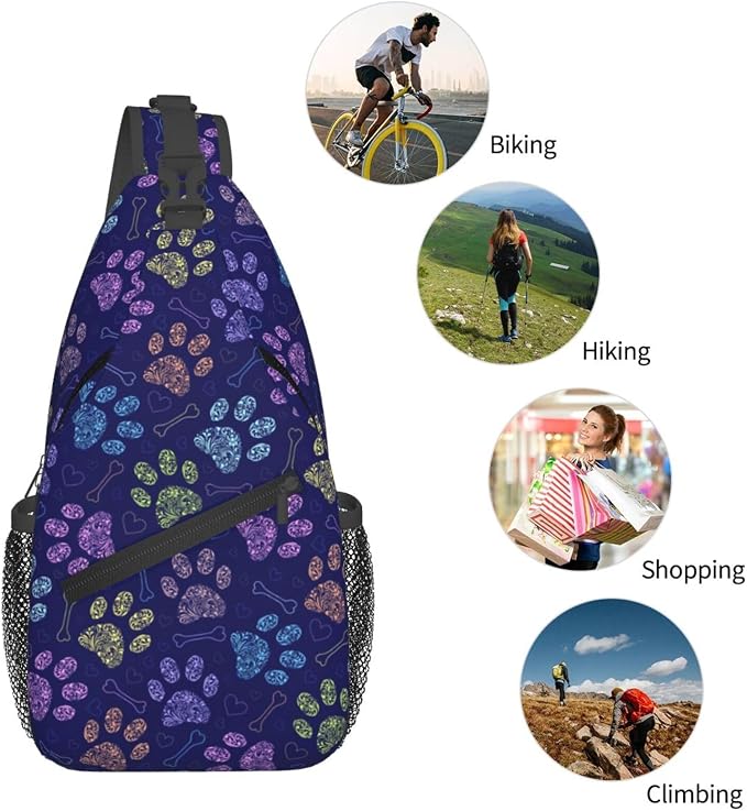 Dog Paw Sling Bag For Women Men Cute Footprint Backpack Crossbody Shoulder Bag - Image 6
