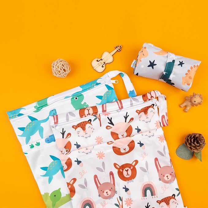 babygoal Wet Dry Bags for Baby Cloth Diapers, Washable Travel Bags, Gym Bag for - Image 2