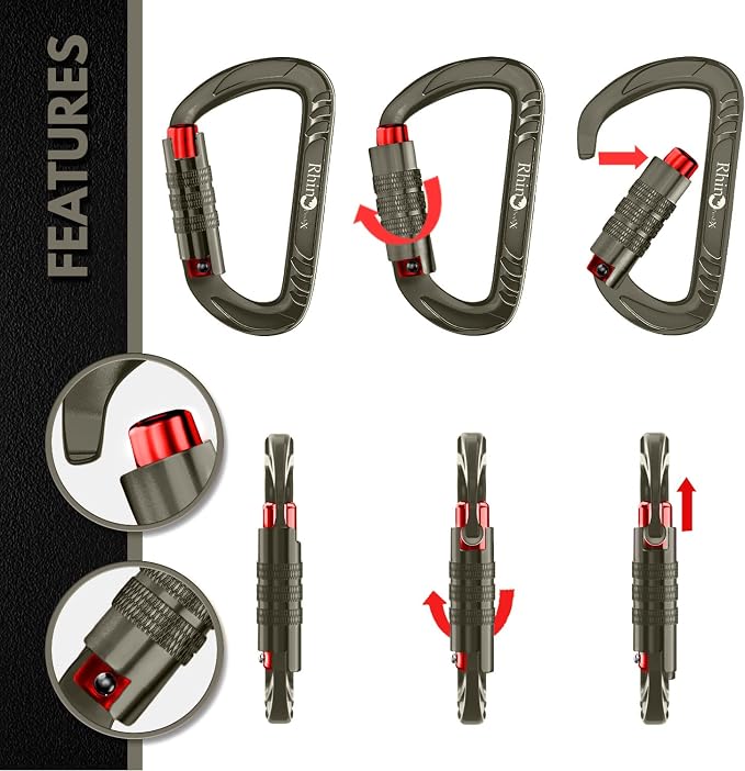 Rhino Produxs 12kN Heavy Duty Carabiner Clips, - Image 4