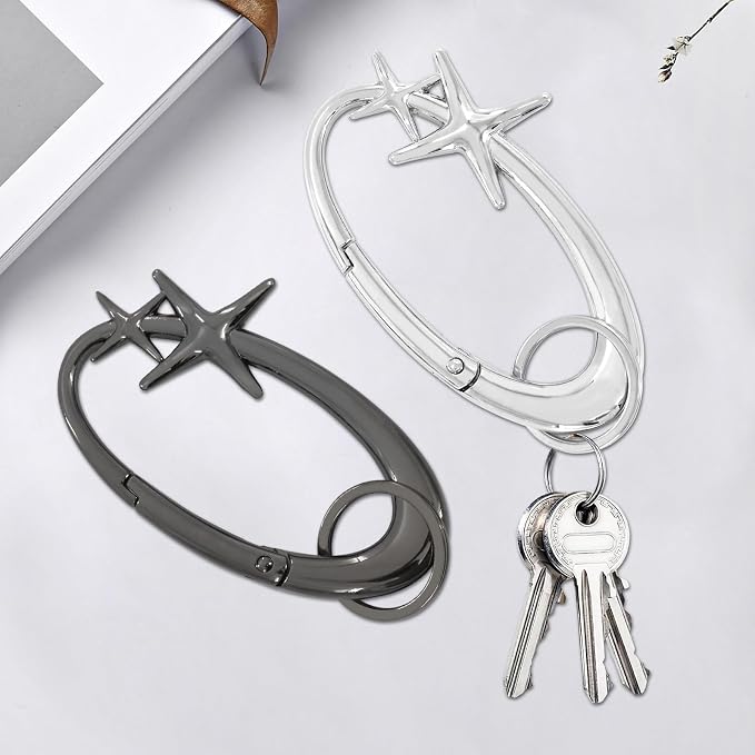 2PCS Star Carabiner, Shiny Y2K Cute Carabiner, Simple Alloy Material, Suitable - Image 4