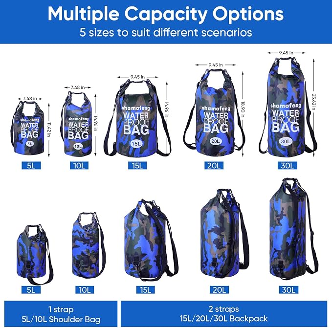 Waterproof Dry Bag 5L/10L/15L/20L/30L Roll Top Dry Storage Backpack - Image 3