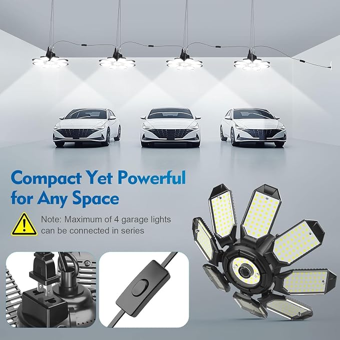 TANBABY 2 Pack LED Garage Lights, 250W Deformable Garage Light, Total 50000LM - Image 3