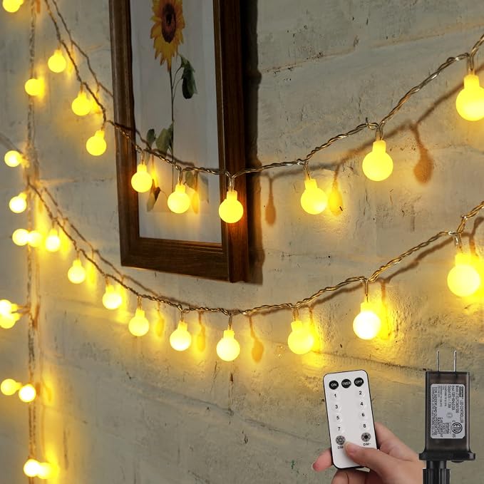 Minetom Mini Globe String Lights, 66 Ft. 200 LED Fairy String Lights Plug in by Minetom