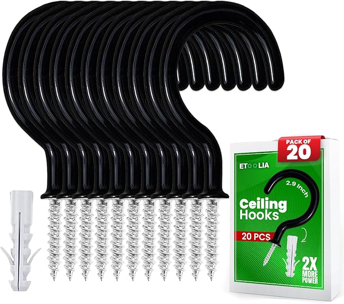 Ceiling Hooks for Hanging Plants- 20pcs 2.9 inches Heavy Duty Vinyl Coated by Etoolia