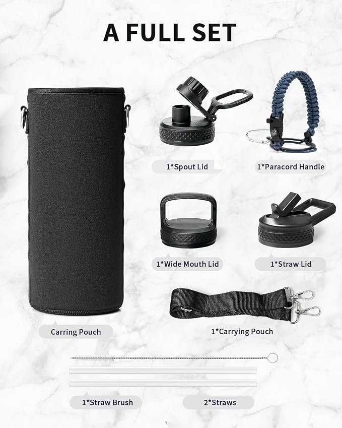Trebo Water Bottle 40oz with Paracord Handle, Half Gallon Large Vacuum Triple - Image 7