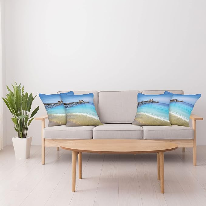 Ambesonne Dock Decorative Throw Pillow Case Pack of 4, Naples Pier Paradise - Image 4