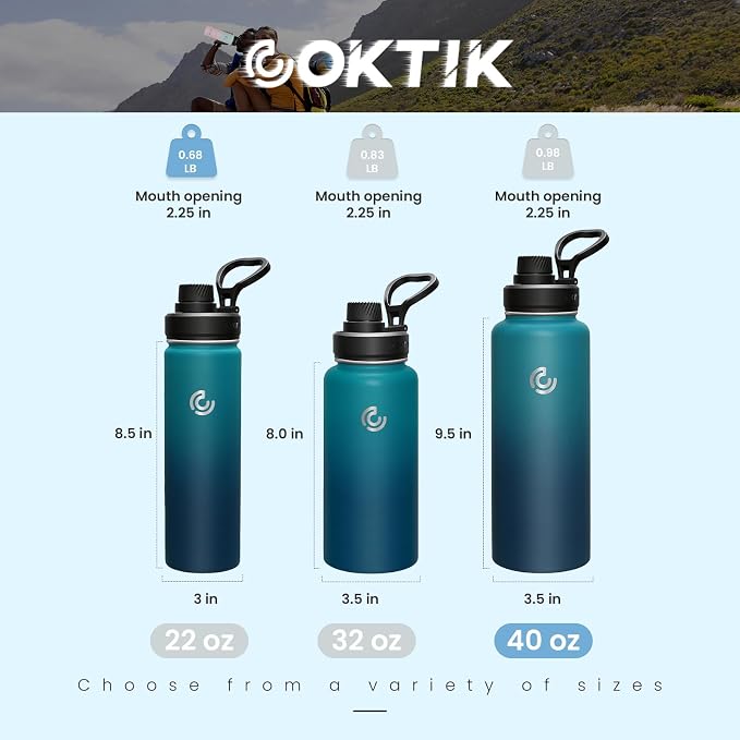 Sports Water Bottle 40oz, Insulated Water Bottle - Image 2