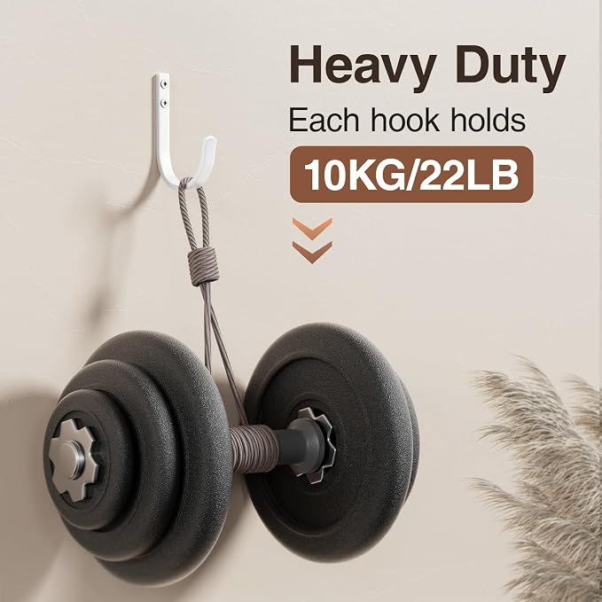 Wall Hooks for Hanging Towel/Coat - 22LB Screw in Metal Hanger Wall Mount - Image 2