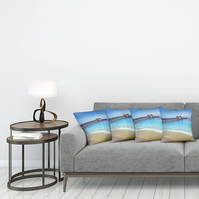 Ambesonne Dock Decorative Throw Pillow Case Pack of 4, Naples Pier Paradise - Image 3