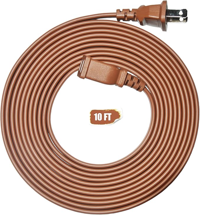 Brown Extension Cord 10FT Flat Extension Cord by Jplenty