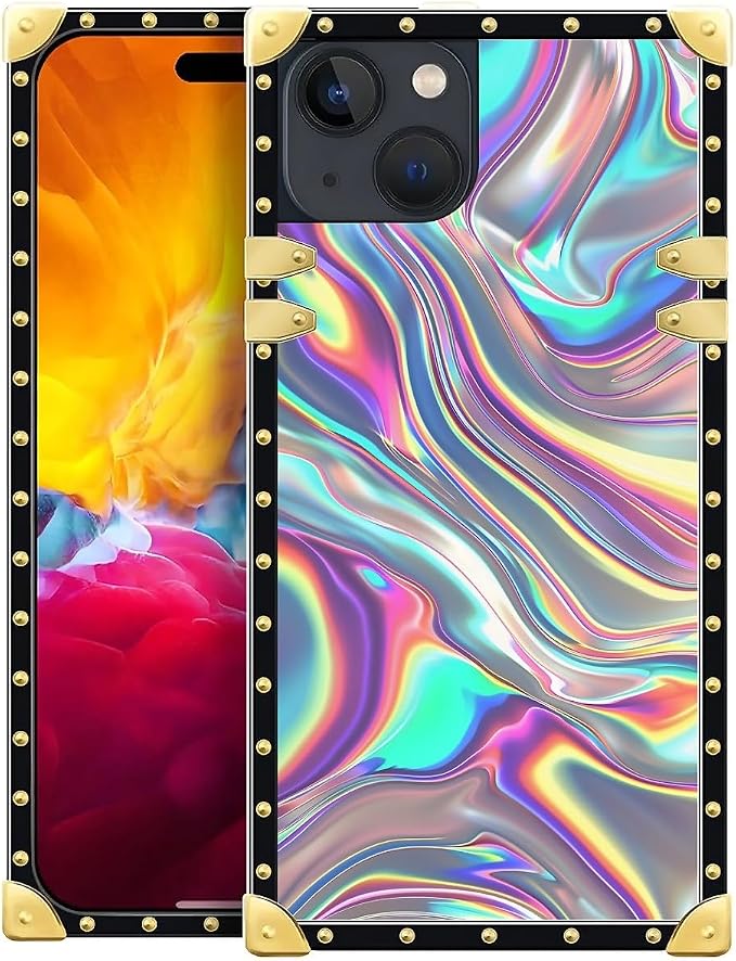 Compatible with iPhone 15 Case, Holographic Abstract Iridescent Textures Luxury by Unknown