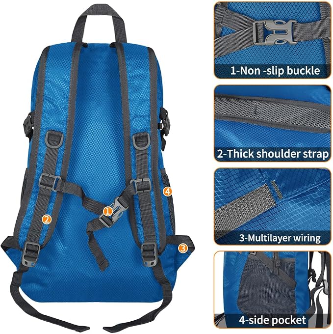 30L Large capacity Lightweight Packable Foldable Backpack，women and men Hiking - Image 4