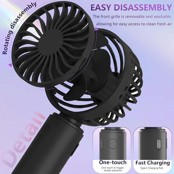 JODNO Mini Portable Handheld Fan 4-Pack, USB Rechargeable Battery Powered Small - Image 4