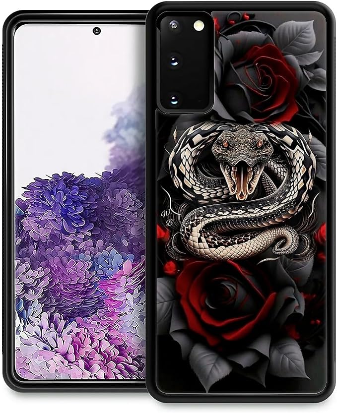for Samsung Galaxy S20 Case, Entwined Rose Snake Pattern Graphic Design Girl by FKBRCL4U