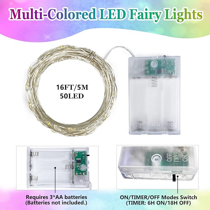 2-Pack Multicolor Fairy Lights Battery Operated - Image 2