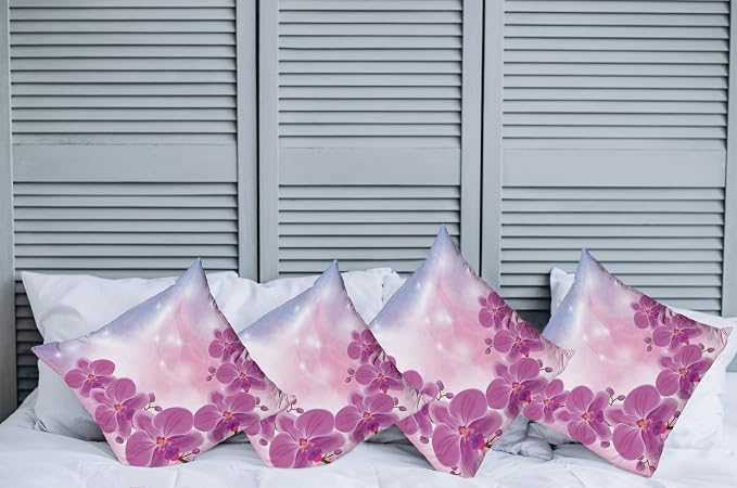 Ambesonne Floral Throw Pillow Cushion Case Pack of 4, Exotic Orchid Flowers - Image 2