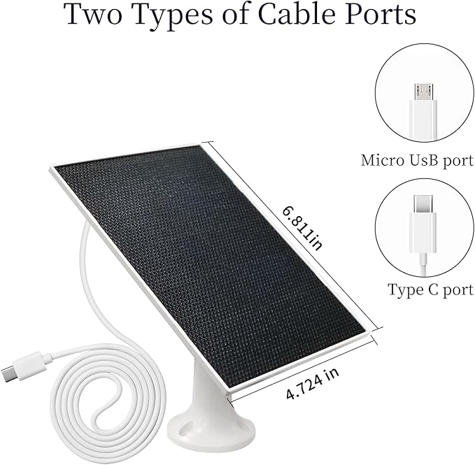 4W Solar Panel for Security Camera, Type C&Micro Solar Panel Charger for - Image 2