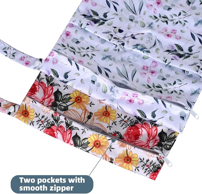 2 Pcs Wet Dry Bags for Baby Cloth Diapers, Washable Travel Bags, Gym Bag for - Image 4