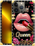 Compatible with iPhone 13 Pro Max Case, Glitter Red Rose Queen Leopard Lipstick by Unknown