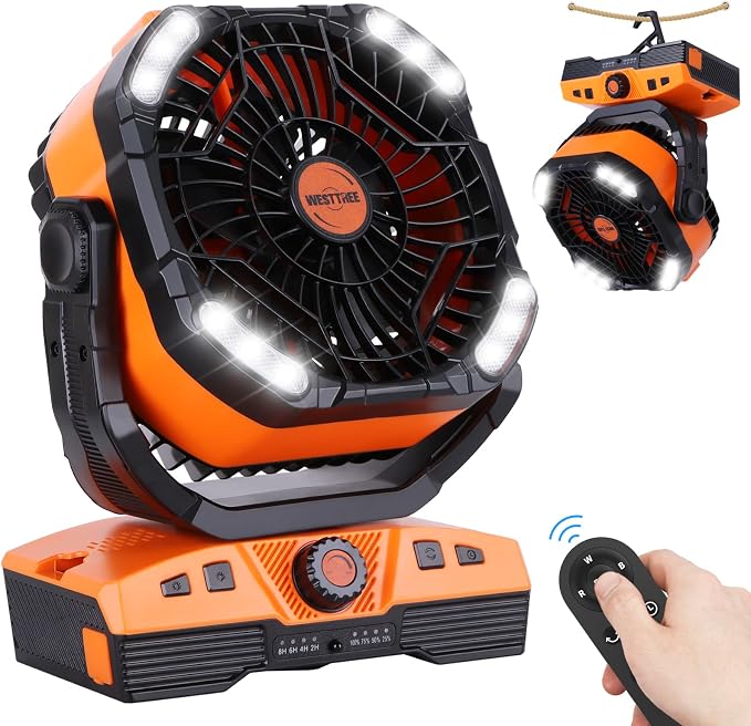 WESTTREE 20000mAh Camping Fan Oscillating Portable Fan Battery Powered Fans by WESTTREE