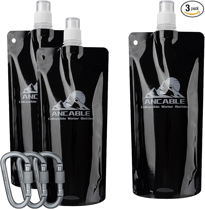 Ancable 17oz Collapsible Water Bottles, BPA-Free Water Bottle by Ancable