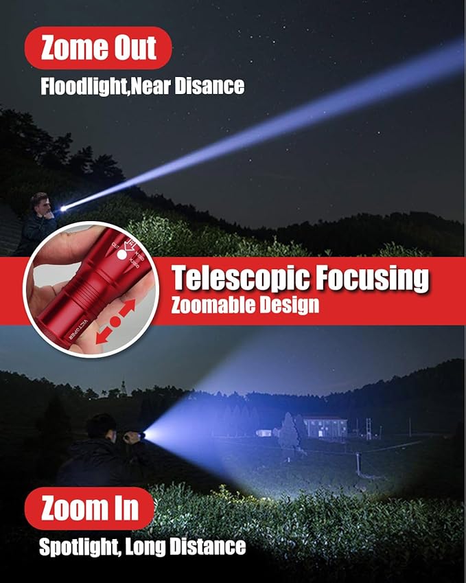 Victoper LED Flashlight 2 Pack Red, Bright High Lumens Tactical Flashlights - Image 3