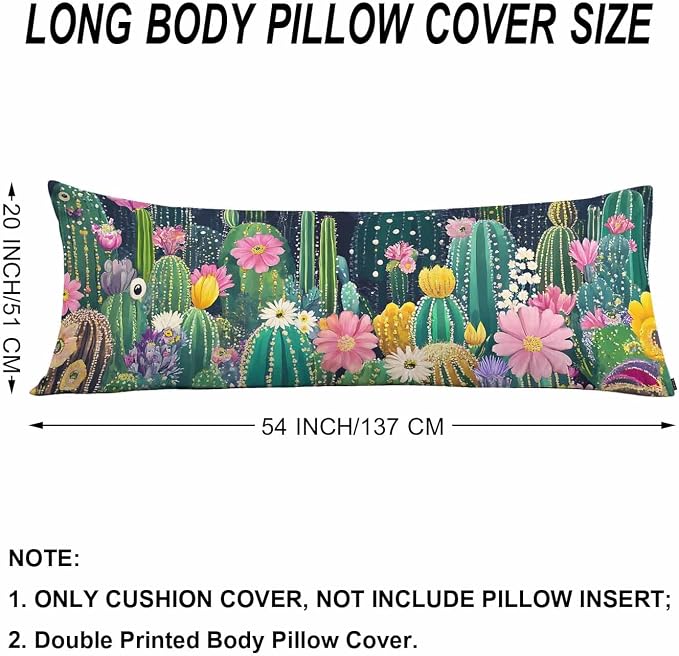 Cactus Decorative Body Pillows for Home, Tropical Cactus Floral Body Pillow - Image 6