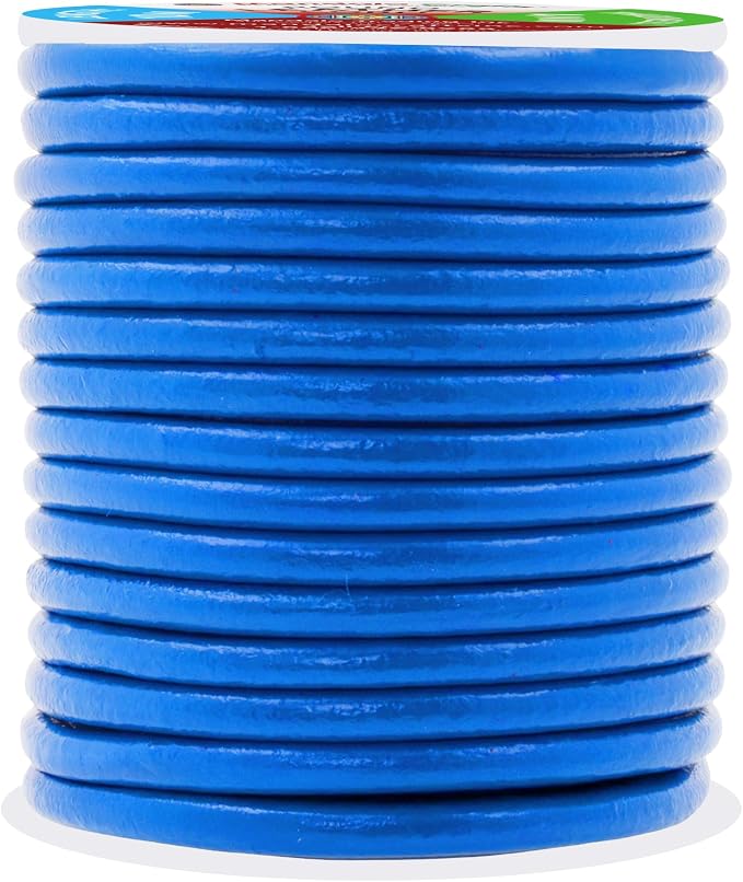 Mandala Crafts Round Genuine Blue Leather Cord - Image 2