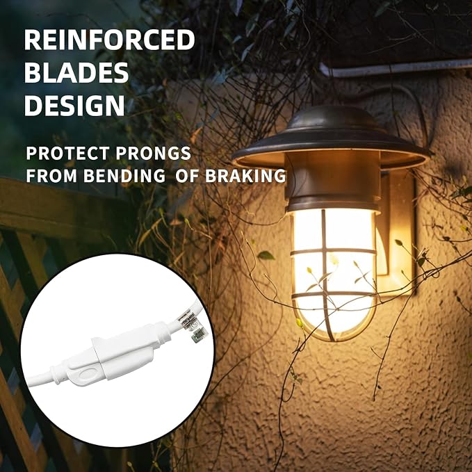 Indoor Outdoor Extension Cord Weatherproof, UL Certified, 16 Gauge 12FT White 3 - Image 5