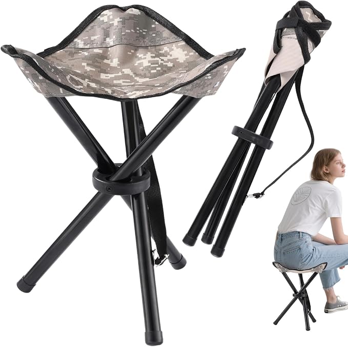 Travel Folding Camping Stool, 14.6 inches Lightweight Outdoor Tripod Chair and by Unknown