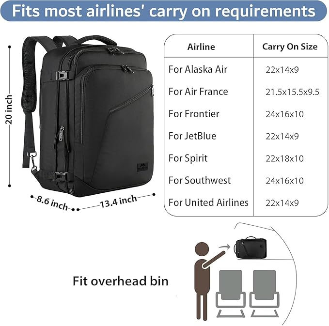 MATEIN 45L Travel Backpack, Large Carry on Backpack - Image 2