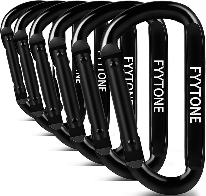 Black Steel Heavy Duty Carabiner Clip, 880 lbs 3" Carabiners D Ring Spring Snap by FYYTONE