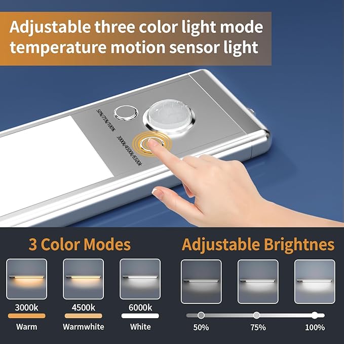 12" Under Cabinet Lights, 88 LED Operated Motion Sensor Light Indoor, 2200mAh - Image 3