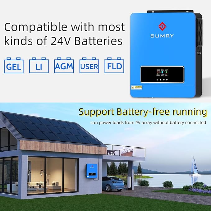 SUMRY Solar Inverter Charger, 3600W DC 24V to AC 110V Hybrid Voltage Converter - Image 4