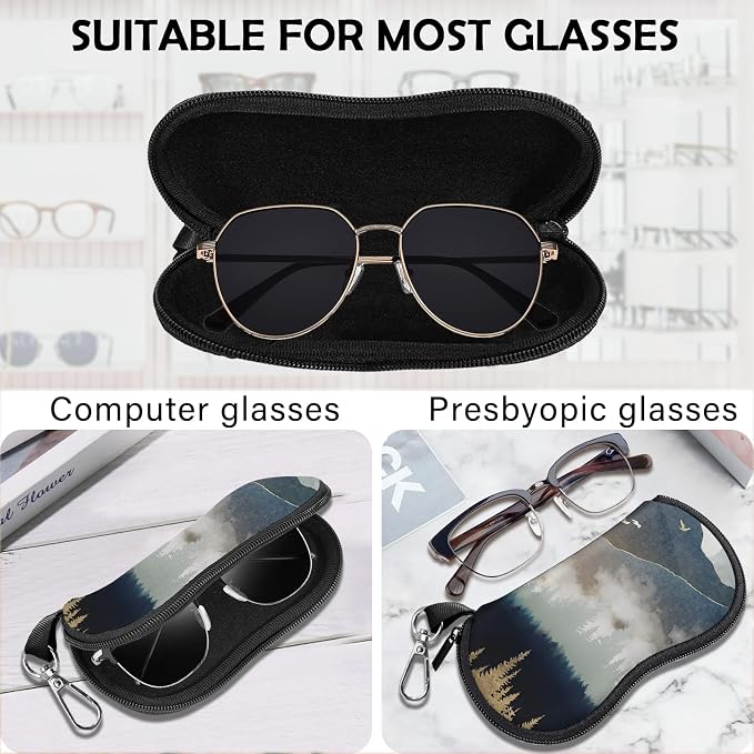 Glasses Case Sunglasses Eyeglass Soft Case Zipper Light Neoprene Pouch - Image 3