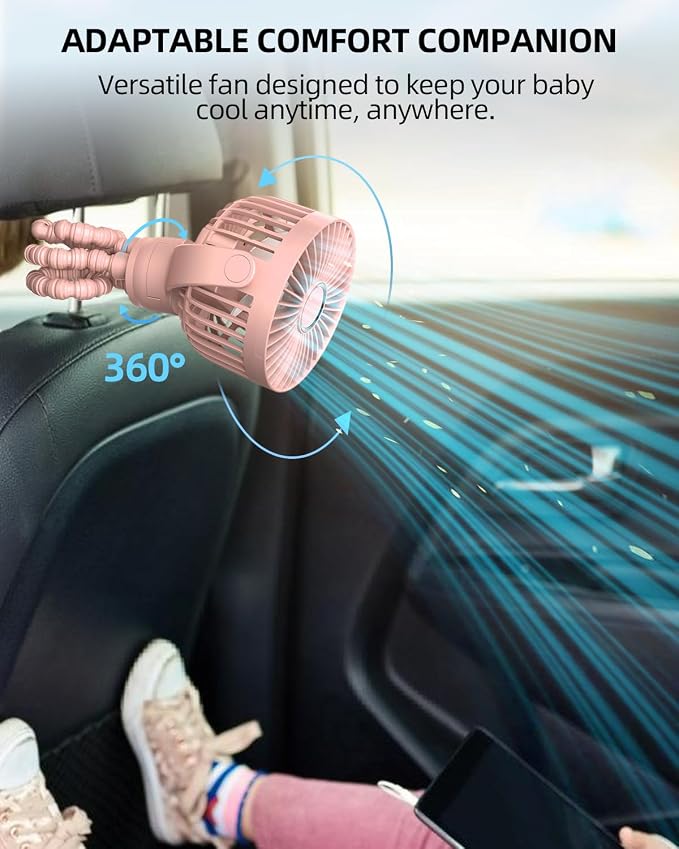 Portable Stroller Mini Fan, Small Rechargeable Personal Fan, Travel Essentials - Image 5