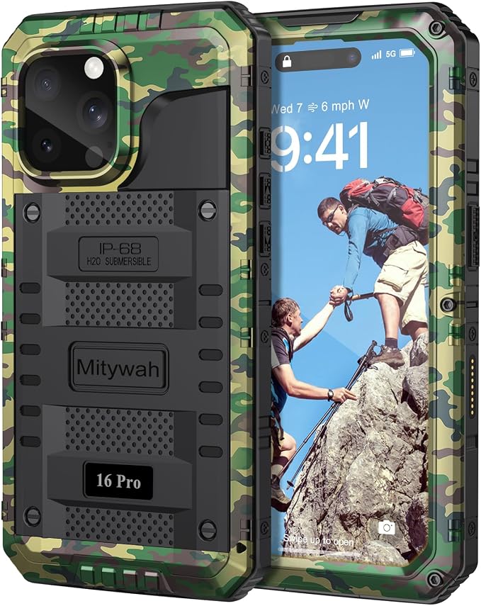 Mitywah Waterproof Case for iPhone 16 Pro, Shockproof Heavy Duty Case by Mitywah